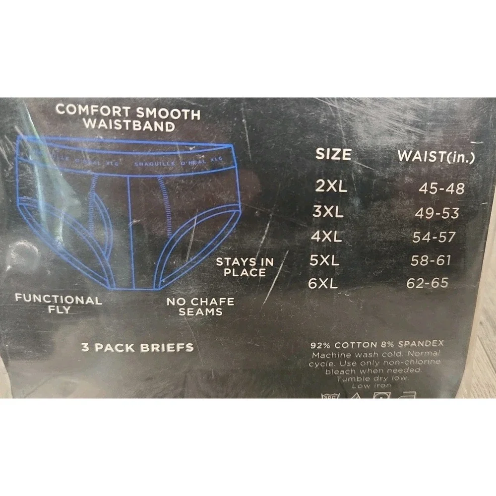 Shaquille O'Neal BRIEFS 4XL Mens 3pk White Cooling Soft Breathable Lot of 2